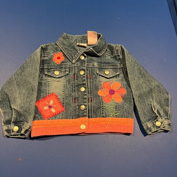 VGT NANNETTE PINK PATCHWORK EMBROIDERED FLORAL DENIM BUTTON FRONT JACKET FALL - Picture 1 of 6